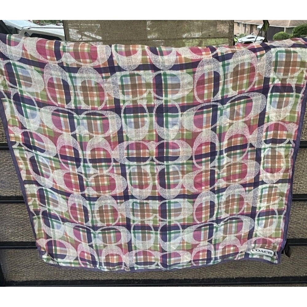 Coach Lightweight Scarf, Daisy Madras, Women's 26x26, Neck or Head Wrap F83511
